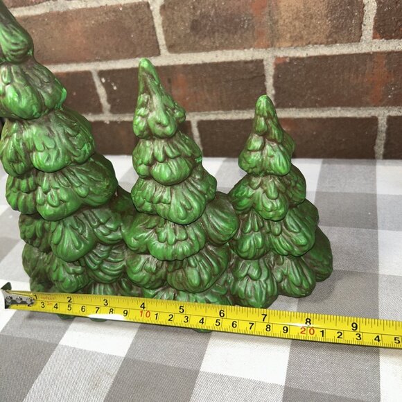 Set 2 Vintage Byron Mold Ceramic Christmas Trees Village Accessory Hand Painted - Picture 9 of 13